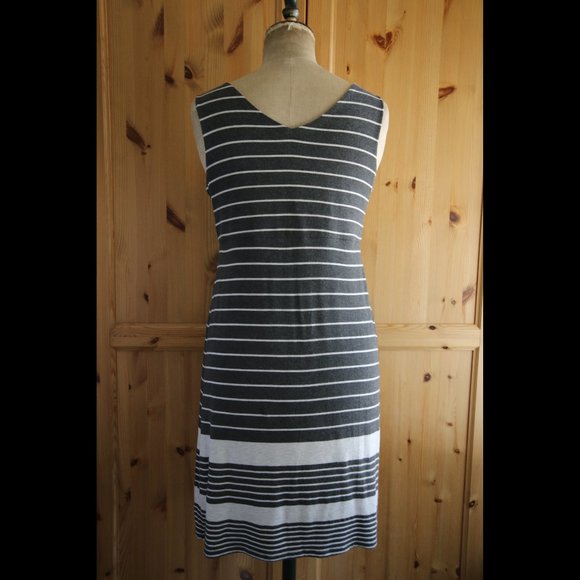 Dress Grey White Striped Soft Jersey L - Picture 5 of 9